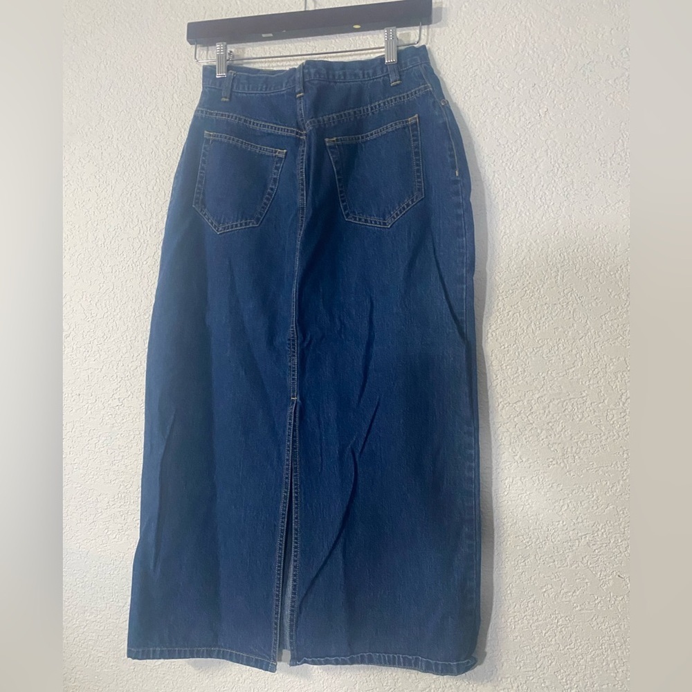 Liz Claiborne vintage Blue Denim long skirt petite 8P - Picture 3 of 6